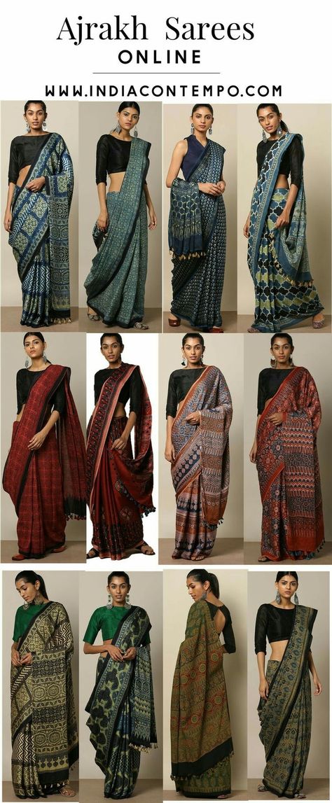 Different Types Of Sarees, Fashion Design Business, Ajrakh Sarees, Formal Saree, Saree Wearing, Saree Wearing Styles, Saree Draping Styles, Indian Sari Dress, Saree Draping