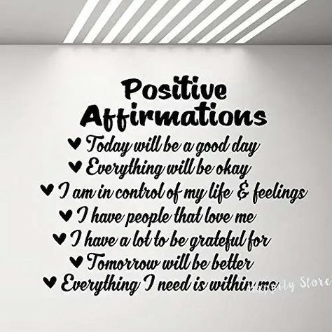 Affirmations Wall Decor, Walls Color, Affirmations Wall, Jesus And Mary Pictures, Positive Mental Health, Garden Quotes, Spirituality Book, Wall Decal Sticker, Tomorrow Will Be Better