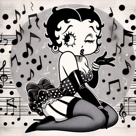 Betty Boop Pfp, Betty Boop Classic, Pin Up Posters, Betty Boop Cartoon, Betty Boop Art, Betty Boop Pictures, Vintage Drawing, Cartoon Tattoos, Cartoon Faces