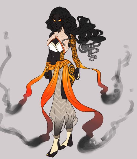 Fire Genasi Female, Fire Genasi Female Dnd, Fire Genasi, Fire Oc, Dungeons And Dragons Characters, Dnd Art, Fantasy Inspiration, Dnd Characters, Character Portraits