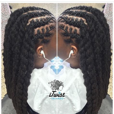 Shaking love to this loc Queen/Loctician @itwistorlando if you're in the area… Braided Locs Styles For Women, Short Dreadlock Hairstyles For Girls, Lock Styles For Women Dreadlocks, Women Loc Styles Hairstyles, Braided Loc Styles, Loc Cornrow Styles, Two Strand Twist Locs Styles For Women, Locs Hairstyles For Women Long, Curly Loc Styles