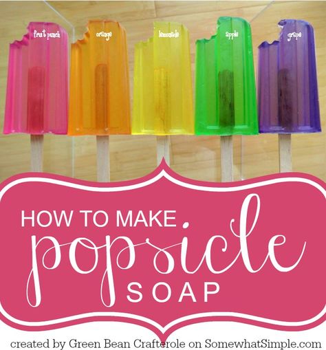 How to make popsicle soap - how cute is this?! Popsicle Soap, Jelly Soap, Shower Jellies, Soap Melt And Pour, Soap Making Recipes, Homemade Soap Recipes, Homemade Bath Products, Bath Soap, Soap Recipes