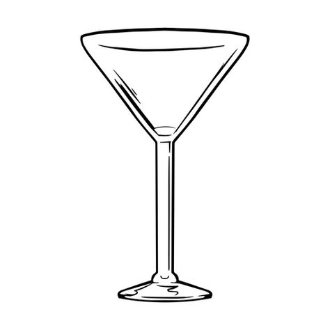 Cocktail Glass Drawing, Martini Glass Drawing, Glass Drawing, Glass Png, Mo Design, Clipart Black And White, Sketches Easy, Cocktail Glass, Create T Shirt