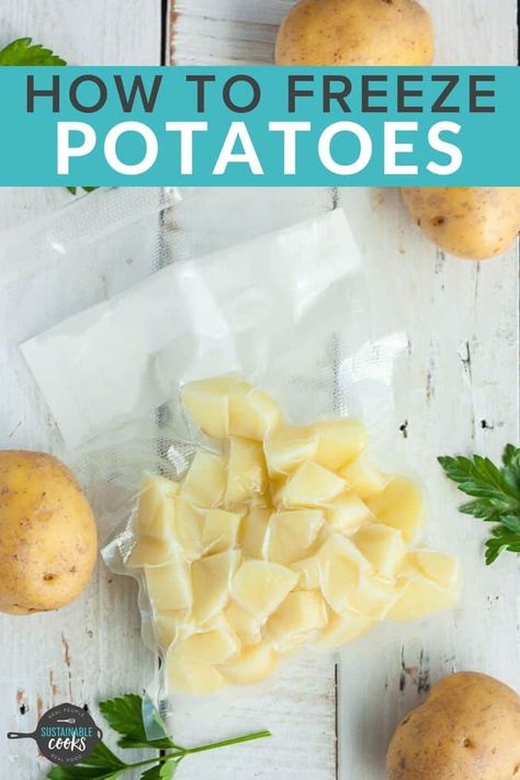 How To Freeze Diced Potatoes, Freeze Potatoes, Can You Freeze Potatoes, Freezing Potatoes, Freezing Food Guide, Freezing Veggies, Money Learning, Freezing Vegetables, Freeze Sweet Potatoes