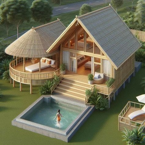 Modern Wooden House Design, Wooden Homes, Resort Design Plan, Cottage House Designs, Modern Wooden House, Log Houses, Wooden House Design, Timber Homes, Modern Small House Design