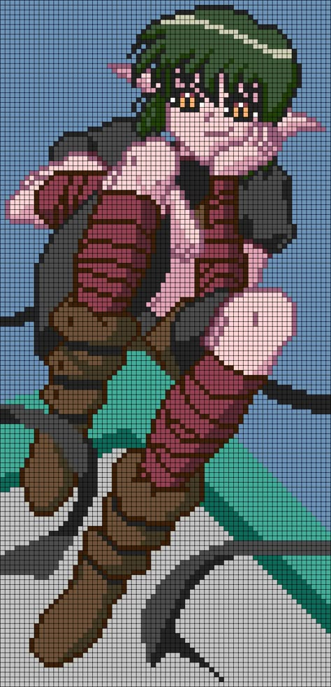 Anime Alpha Pattern, Alpha Patterns Anime, Sheet Art, Pixel Art Grid, Tapestry Crochet Patterns, Beads Patterns, Alpha Pattern, Tapestry Crochet, Alpha Patterns