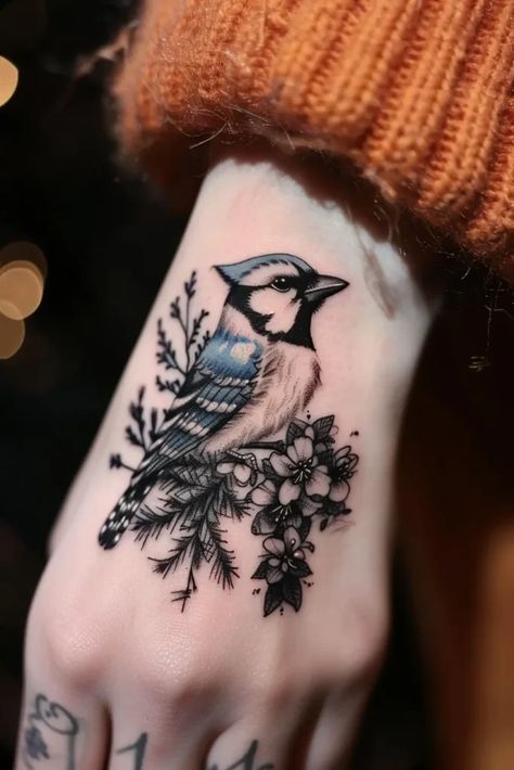 blue jay tattoo design 147901 Bluejay Tattoo Black And White, Blue Jay Bird Tattoo, Blue Bird Tattoos For Women, Jay Bird Tattoo, Bird Tattoos For Men, Alaskan Tattoos, Bluejay Tattoo, Nina Tattoo, Maine Tattoo