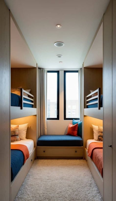 Looking for shared bedroom ideas? Discover these ideas featuring multi-use furniture, convertible spaces, and creative layouts. Whether you're setting up a college dorm, a shared bedroom in an apartment, or a bedroom with privacy solutions, these ideas adapt to your needs. College Rooms, Shared Bedroom Ideas, College Room, Shared Bedroom, Shared Bedrooms, Bedroom Layouts, College Dorm, Functional Design, Loft Bed