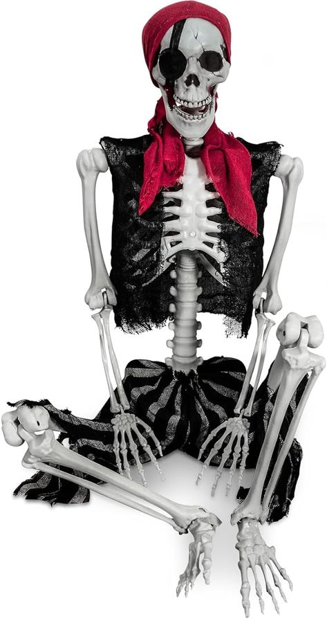 Pirate Skeleton Halloween, Full Body Skeleton, Skeleton Halloween Decorations, Halloween Theme Ideas, Skeleton For Halloween, Skeleton Halloween Decor, Life Size Skeleton, Body Skeleton, Posable Skeleton