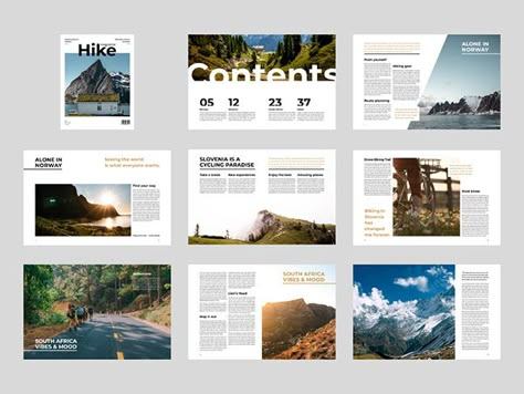 Yearbook Collage, Adventure Graphic Design, Itinerary Design, Book Editorial Design, Magazine Layout Inspiration, Brochure Trifold, Professional Brochure, Adventure Magazine, Travel Project