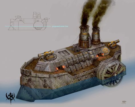 Warhammer Dwarfs, Steampunk Ship, Airship Art, Dieselpunk Vehicles, Steampunk Vehicle, Art Steampunk, Warhammer Art, Dungeons And Dragons Homebrew, Steampunk Art