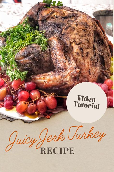 Jerk turkey, Thanksgiving turkey, Turkey recipe, Thanksgiving recipes, Caribbean recipe Jerk Turkey Thanksgiving, Turkey Thanksgiving Recipe, Recipe For Thanksgiving Dinner, Jerk Turkey, Thanksgiving Videos, Thanksgiving Dinner Recipes, Turkey Recipes Thanksgiving, Turkey Recipe, Turkey Thanksgiving