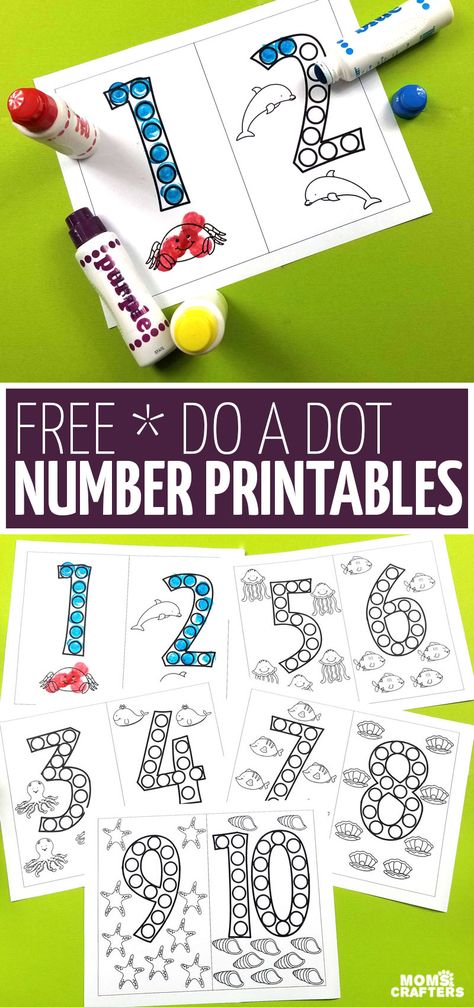 These free do a dot number printables are a great way for kids to have fun learning number forms without worksheets! They're great for at home, for pre-k or kindergarten prep, and a great dot art coloring pages for preschoolers. Dot Art For Kids, Number Forms, Preschool Numbers, Number Printables, Kindergarten Prep, Kindergarten Lesson Plans, Do A Dot, Pre K Activities, Preschool Class