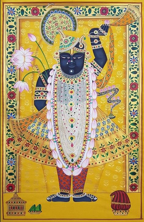 Shriji Bava, Shree Nathji Wallpaper Hd, Shrinathji Image, Shrinathji Paintings, Shreenathji Painting, Pichvai Painting, Line Art Lesson, Phad Painting, Worli Painting