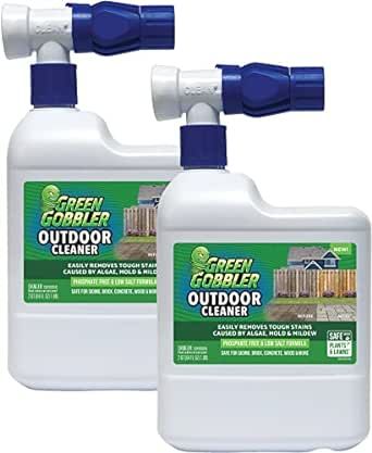 Green Gobbler Mold & Mildew Stain Remover | Outdoor Cleaner Hose End Sprayer | Removes Tough Stains Caused by Algae, Mold & Mildew | Safe for Siding, Brick, Concrete, Wood & More (64 oz - 2 Pack) Cleaning Mildew Off Wood, How To Remove Mildew From Outdoor Fabric, Homemade Mold And Mildew Remover, Treating Powdery Mildew, All Natural Mold And Mildew Cleaner, Mildew Stains, Stain Remover, Mold And Mildew, Molding