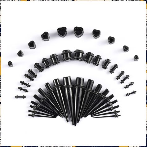 Memsion Ear Stretching Kit Gauges for Ears, 46 Pcs 14G-00G Ear Gauges Expander Set Acrylic Ear Tapers and Plugs Body Earring 0g Stretched Ears, Body Piercing Kit, Ear Stretching, Tapers And Plugs, Earring Piercing, Ear Tapers, Argon Oil, Piercing Kit, Heart Piercing