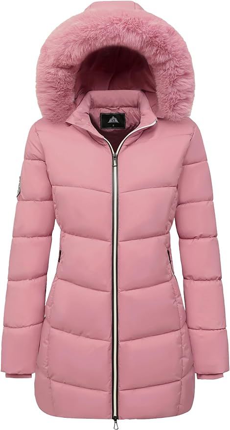 Winter coat outfit cold weather outfit women pink waterproof fur hooded puffer jacket Fur Lined Hoodie, Shirt Jacket Men, Windy Weather, Mens Jackets Casual, Puffy Coat, Mens Sleepwear, Tall Pants, Warm Down, Thermal Long Sleeve