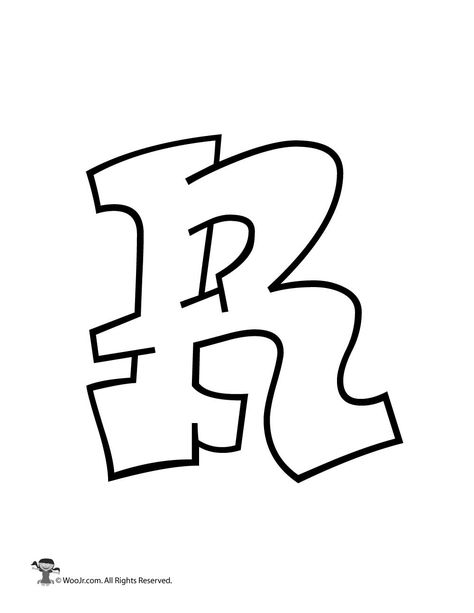 Graffiti Capital Letter R | Woo! Jr. Kids Activities Graffiti Letter R, Bubble Fonts Alphabet Graffiti, Graffiti Alphabet Wildstyle, Bubble Letters Alphabet, Graffiti Alphabet Styles, Alphabet Graffiti, Graffiti Lettering Alphabet, Graffiti Art Letters, Graffiti Letters