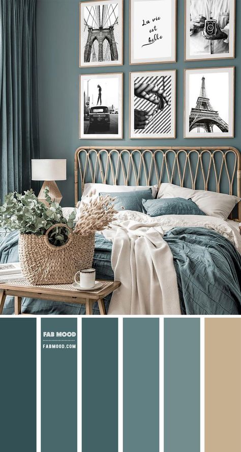 blue teal bedroom, bedroom colour scheme, blue teal color palette, blue teal and sand color combo Teal Blue Bedroom, Teal And White Bedroom, Dark Teal Bedroom, Blue Green Bedrooms, Blue Bedroom Colors, Teal Accent Walls, Teal Color Palette, Best Bedroom Colors, Bedroom Turquoise