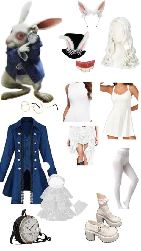 Halloween Alice In Wonderland, White Rabbit Costumes, Alice In Wonderland Rabbit, White Rabbit Alice In Wonderland, Creepy Halloween Costumes, Halloween Parejas, Alice Costume, Rabbit Clothes, Cute Disney Outfits