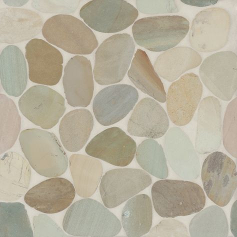 Pebble Mosaic Tile, Bedrosians Tile, Pebble Tile, Stone Mosaic Tile, Pebble Mosaic, Fireplace Surround, Pebble Stone, Rock Wall, Mosaic Flooring