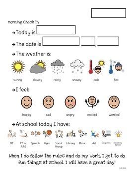 Special Education Daily Sheet Increase student independence and home-school communication through the use of a daily check in/check out communication sheet! Life Skills Worksheets Special Education, Morning Check In For Students, Asd Classroom, Life Skills Class, Life Skills Lessons, Life Skills Classroom, Sped Classroom, Self Contained Classroom, Living Skills