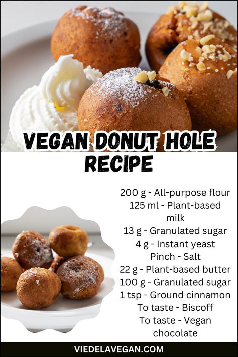 Vegan Donut Hole Recipe Vegan Donut Holes, Donut Hole Recipe, Vegan Doughnuts, Doughnut Holes, Vegan Donuts, Vegan Bakery, Decadent Chocolate Cake, Donut Holes, Sweet Cravings