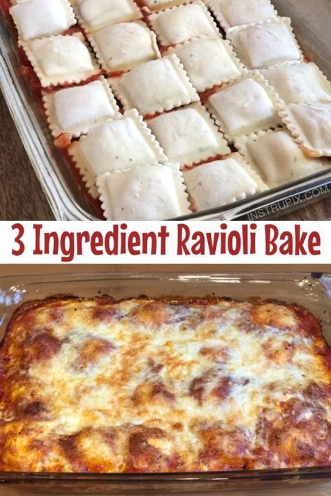 Ravioli Bake Recipe, Baked Ravioli Recipe, Easy Ravioli, Best Frozen Meals, Baked Ravioli, Lazy Lasagna, Ravioli Bake, Baked Dinner, Diner Recept