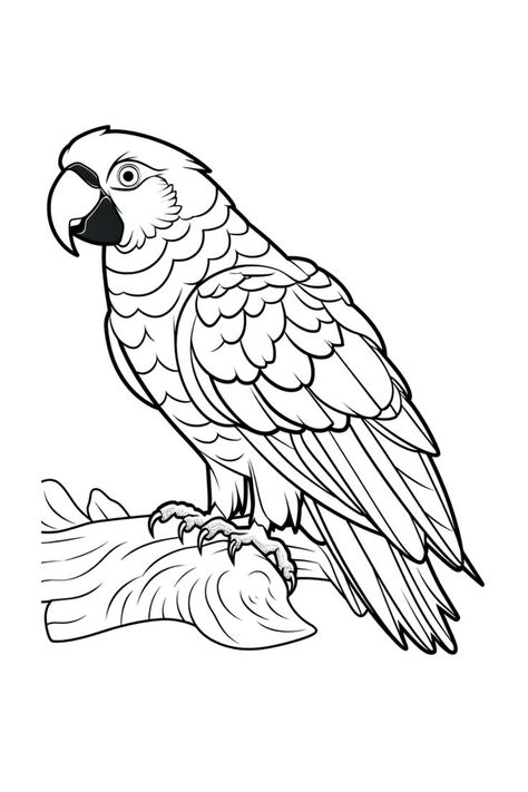 Parrot Coloring Page, Bird Pencil Drawing, Mom Coloring Pages, Parrot Drawing, Free Kids Coloring Pages, Coloring Book Download, Abstract Coloring Pages, Bird Sketch, Coloring Bookmarks