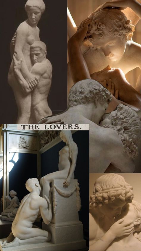 Sculpture Art Museum, Man Obsessed With Woman Statue, Man On Knees For Woman Statue, Greek Love Statues, Greek Statue Decor, Romantic Statues, Greek Statues Aesthetic, Modern Greek Gods, Romantic Sculpture