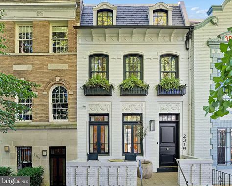 2318 20th St NW, Washington, DC 20009 | Zillow Washington Dc Townhouse, Dc Townhouse, French Limestone Fireplace, Quiet Office, Brick Roof, Modern Beach Homes, Fireplace Frame, Historical Homes, Ipe Wood