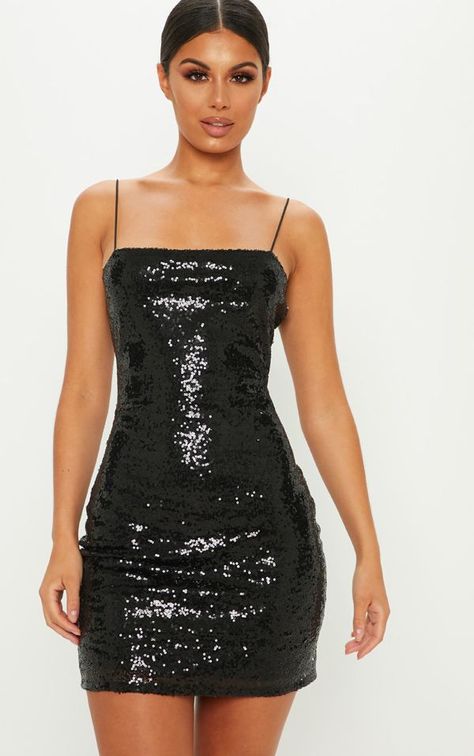 The Black Sequin Scoop Back Midi Dress. Head online and shop this season's range of dresses at PrettyLittleThing. Express delivery available. Black Glitter Dress, Black Sequin Bodycon Dress, Sequin Dress Outfit, Neon Prom Dresses, Easter Dresses For Toddlers, Silver Cocktail Dress, Black Sparkly Dress, Sparkly Prom Dress, Sequin Dress Short