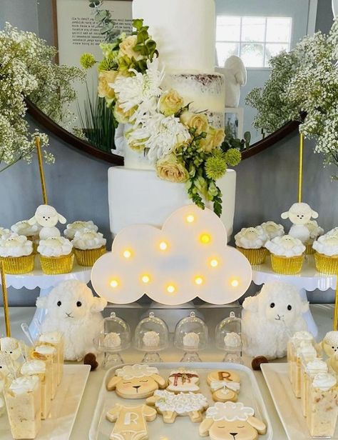 Little Lamb Baby Shower Ideas – Baby Shower Ideas 4U Baby Shower Sheep Theme, Sheep Themed Baby Shower Ideas, Baby Lamb Baby Shower Ideas, Lamb Theme Baby Shower Ideas, Sheep Baby Shower Theme, Sheep Baby Shower Ideas, Lamb Gender Reveal, Little Lamb Baby Shower Ideas, Lamb Baby Shower Ideas