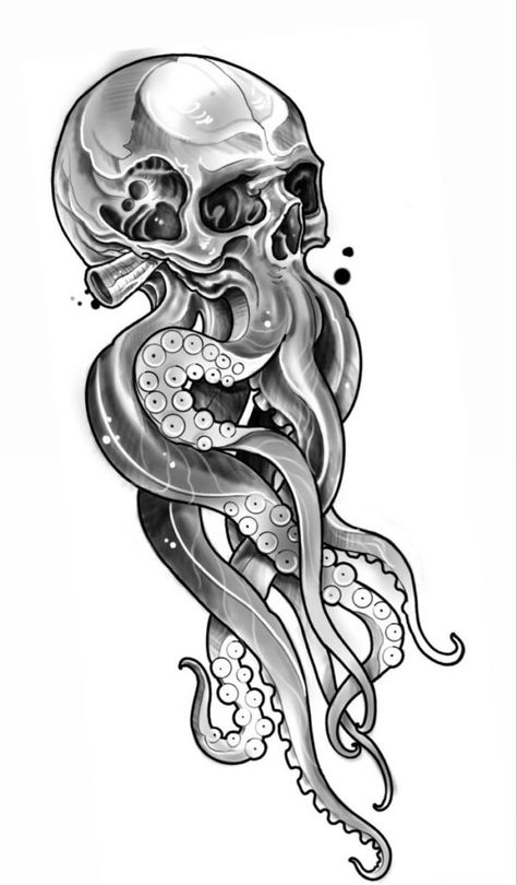 245+ Superior Kraken Tattoos Ideas (2023) - TattoosBoyGirl Octopus Skull Tattoo Design, Skull Octopus Tattoo, Octopus Skull Tattoo, Kraken Tattoo Design, Designer Tattoo Ideas, Kraken Tattoos, Tattoo Octopus, Tattoo Bts, Cthulhu Tattoo