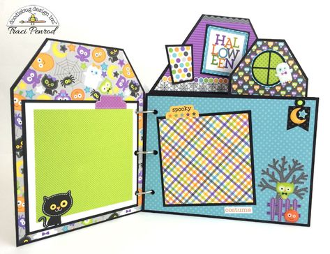 Doodlebug Design Inc Blog: October 31st Collection: Mini Album Kit + Giveaway House Scrapbook, Halloween Mini Albums, October Daily, Bug Design, Custom Scrapbook, Mini Scrapbooks, Doodle Bug, Pumpkin Pictures, Journal Making