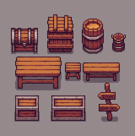 SangrealPixel • Twitter Game Pixel Art, Pixel Art Landscape, Wooden Objects, Piskel Art, Pixel Art Background, Pixel Art Tutorial, Easy Pixel Art, 8bit Art, Cool Pixel Art