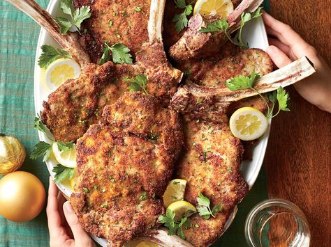 Veal Chops Milanese with Lemon and Herbs Veal Chops, Veal Milanese, Holiday Entrees, Milanese Recipe, Christmas Main Dishes, Veal Chop, Veal Recipes, Herb Recipes, Holiday Recipes Christmas