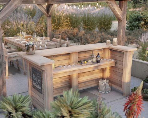 Diy Outdoor Bar Plans, Bar Plans Diy, Outdoor Bar Plans, Outdoor Buffet, Diy Garage Bar, White Concrete Countertops, Diy Outdoor Bar, Diy Projects Plans, Bar Plans