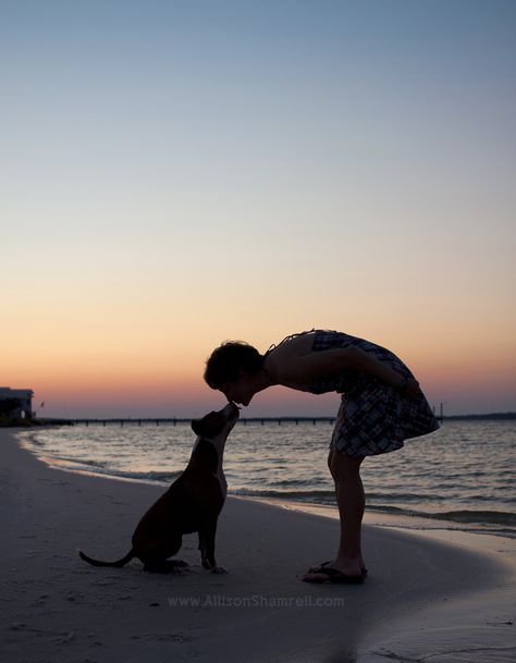 Kai the pit bull and her owner, on the beach at sunset - © Allison Shamrell Photography Dog Owner Photography, Beach Dog Photos, Dog Photoshoot Pet Photography, Dog On The Beach, Dogs Photography, Perfect Sunset, Dog Mommy, Photos With Dog, Multiple Dogs