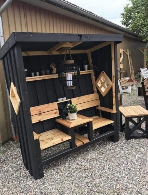 Best Pallet Ideas Koti Diy, Desain Pantry, Pallet Decor, Outdoor Cafe, Pallet Crafts, Diy Holz, Outdoor Diy, Pallet Furniture Outdoor, Wood Pallet Projects