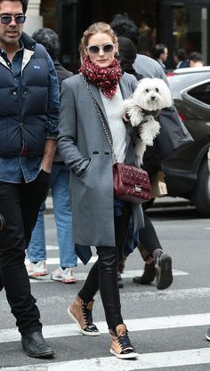 Olivia Palermo.. Max & Co. Sunglasses, Whistles Tux Coat, Miss Dior Bag, and Lanvin High Top Sneakers.. Olivia Palermo Outfit, Estilo Olivia Palermo, Olivia Palermo Lookbook, Burgundy Bag, Style Parisienne, Olivia Palermo Style, Sneakers Street Style, Cooler Look, Olivia Palermo