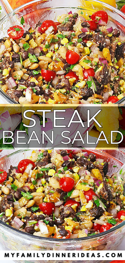 Steak dense bean salad Easy Dense Bean Salad, Steak Dense Bean Salad, Dense Bean Salad Recipes Violet, Dense Bean Salad Dressing, Bean Dense Salad, 3 Bean Salad Recipe, Bean Salads, Dense Bean Salad Recipes, Dense Bean Salad