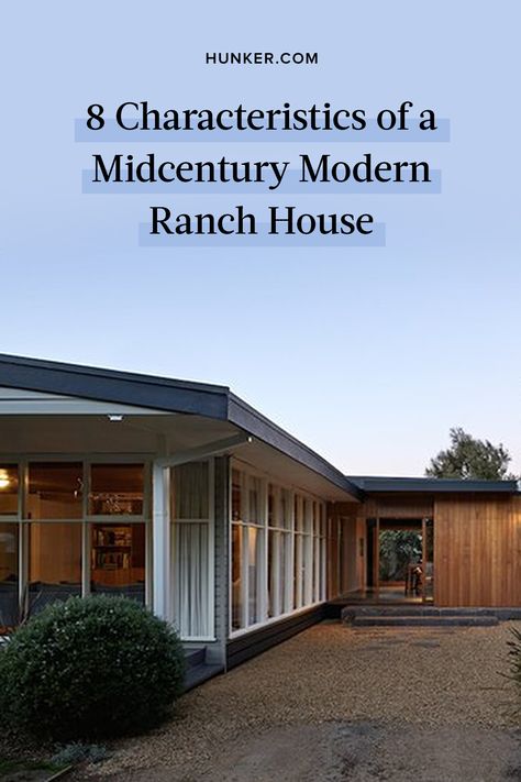 Mid Century Modern House Exterior Ranch Style Front Porches, Mid Century Modern Ranch Remodel, Modern Midcentury Home Exterior, Mid Century Modern Ranch Exterior Remodel, Midcentury Modern Barndominium, Mid Century Modern Ranch House Exterior, Mcm Ranch House Exterior, Mid Century Ranch Interior, Modern Ranch Style Homes Exterior Color Schemes