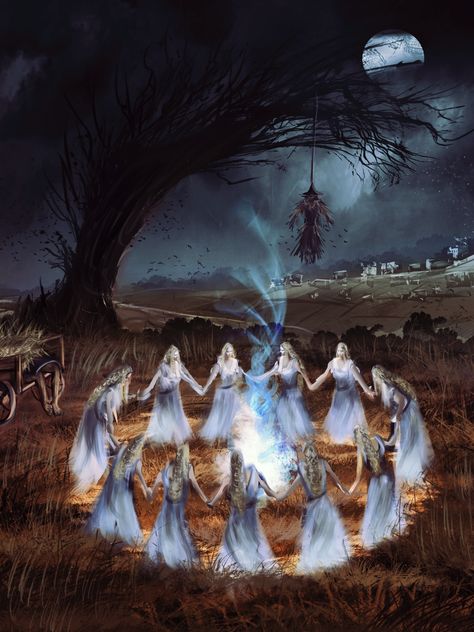 ArtStation - Witch Circle DnD Book Cover Dnd Book Cover, Holding Hands In A Circle, Hands In A Circle, Witch Circle, Circle Ideas, A Circle, Pose Reference, Holding Hands, Witch