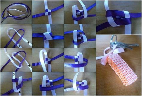 Ribbon key chain Homecoming Braids, Plastic Lace Crafts, Graduation Leis Diy Ribbons, Unique Homecoming Mums, Graduation Leis Diy, Hoco Mums, Ribbon Keychain, Homecoming Mums Senior, Homecoming Mum Ideas