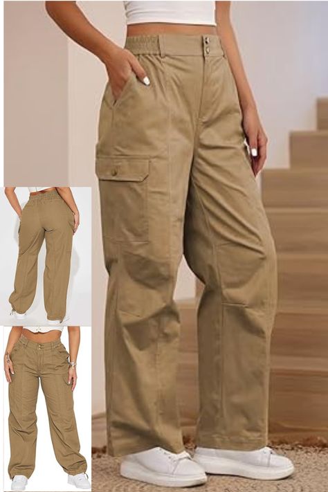 Cargo pants women, relaxed fit wide leg trousers
Women Cargo pants with elastic high waisted, suitable for all shapes; zipper and button closurehip hop joggers trousers
Women's Cargo Pants feature 4 versatile pockets, 2 deep side pockets for phone, wallet and keys, and 2 pockets for your essentials
These casual cargo pants will work great with your favorite top or boots,such as daily t-shirt, cami tops, sweater vster, jacket, overalls, cardigan
etc Women's Cargo Pants, High Waisted Cargo Pants, Trousers Women Wide Leg, Women Cargo Pants, Casual Cargo Pants, Cargo Pants Women, Pants Women, Phone Wallet, Wide Leg Trousers