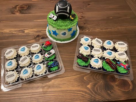 Rocket League birthday cake ans cupcakes Rocket League Cupcakes, Rocket League Birthday Party, Rocket League Cake, Birthday Plate, 9th Birthday Parties, Rocket League, Easy Cake Decorating, 11th Birthday, 9th Birthday