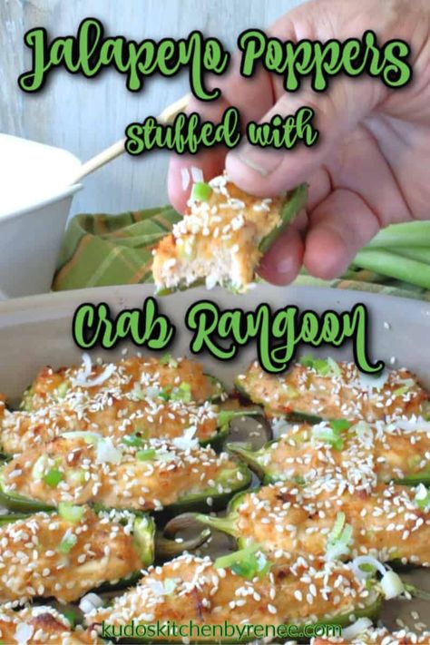 Shrimp Cocktail Appetizers, Seafood Appetizers Easy, Rangoon Recipe, Crab Rangoon Recipe, Jalapeno Popper Recipes, Spicy Crab, Spicy Appetizers, Poppers Recipe, Crab Rangoon