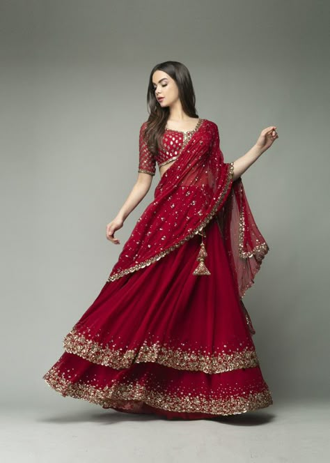 Prevasu : Buy Designer handcrafted, luxury Indian Couture for Women Gowns Indian, Red Lehenga Choli, Lehengas Wedding, Vogue Editorial, Pani Puri, Wedding Lehenga Designs, Lehnga Dress, Lehenga Designs Simple, Mysore Silk Saree