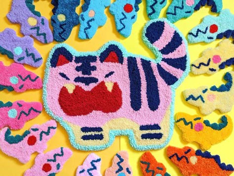 Kawaii Rugs, Punching Needle, Minimal Color Palette, Tufting Diy, Tufting Rug, Punch Needle Art, Tufting Ideas, Punch Needle Ideas, Punch Needling